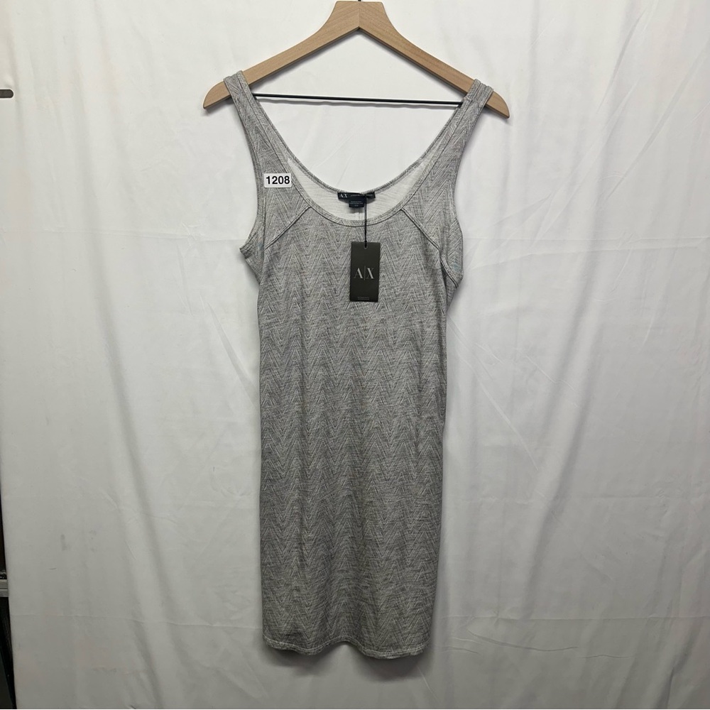 AX Armani Exchange Gray Chevron Knit Tank Dress Size M NWT
